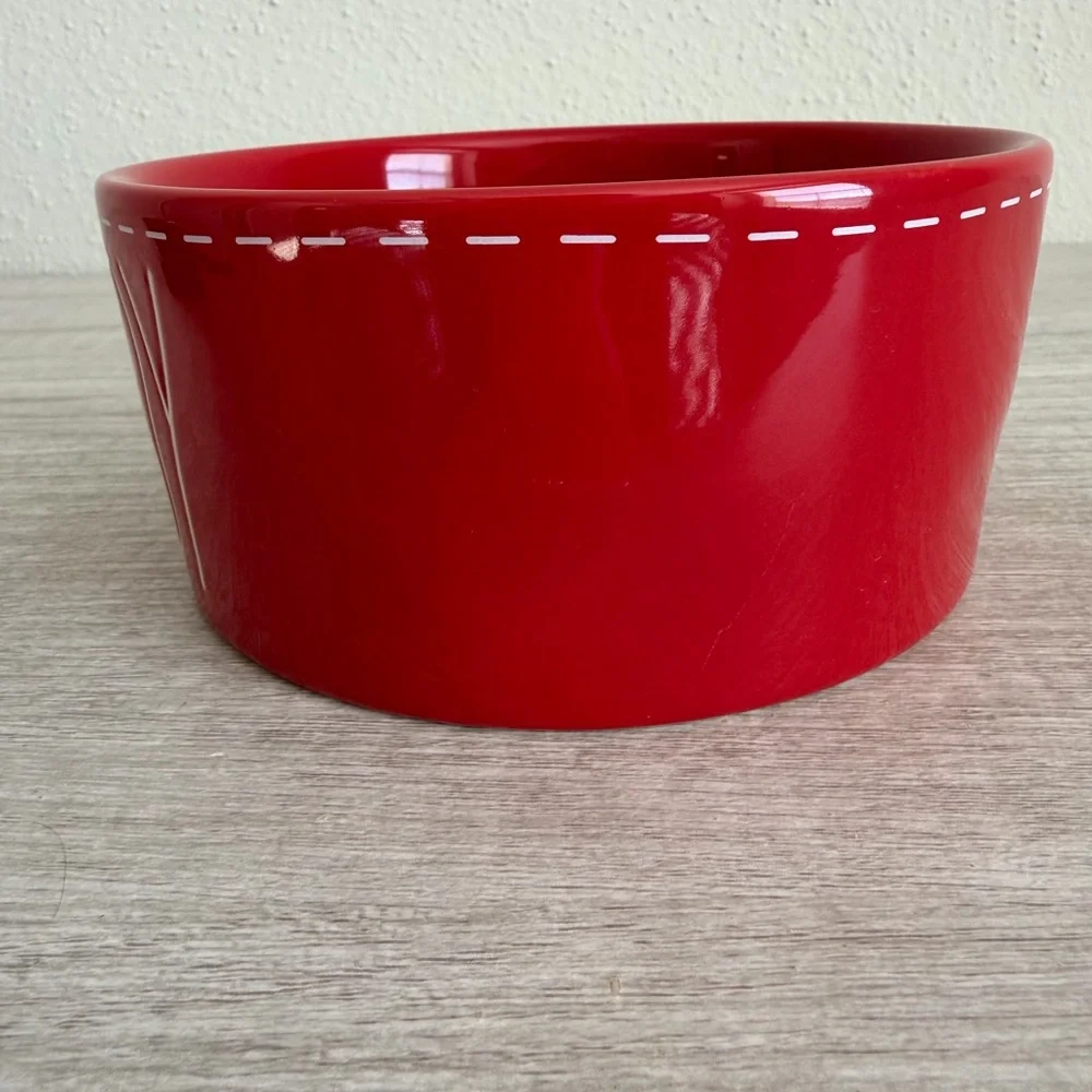 Rae Dunn Artisan Collection by Magenta Red Ceramic Dog Bowl JOY